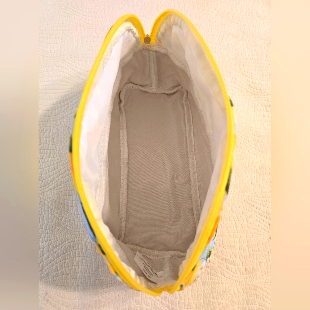 Lemon Floral Cosmetic Bag with Woven Base - Picture 5 of 8